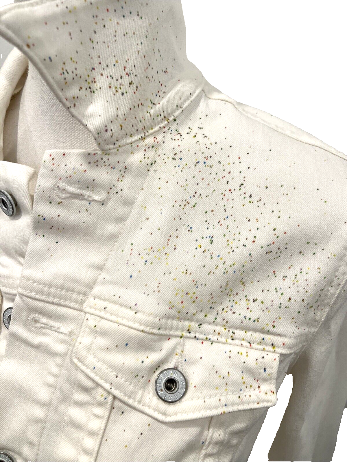 Art To Wear Ag Adriano Goldschmied Paint Splatter Denim Trucker Jacket White M